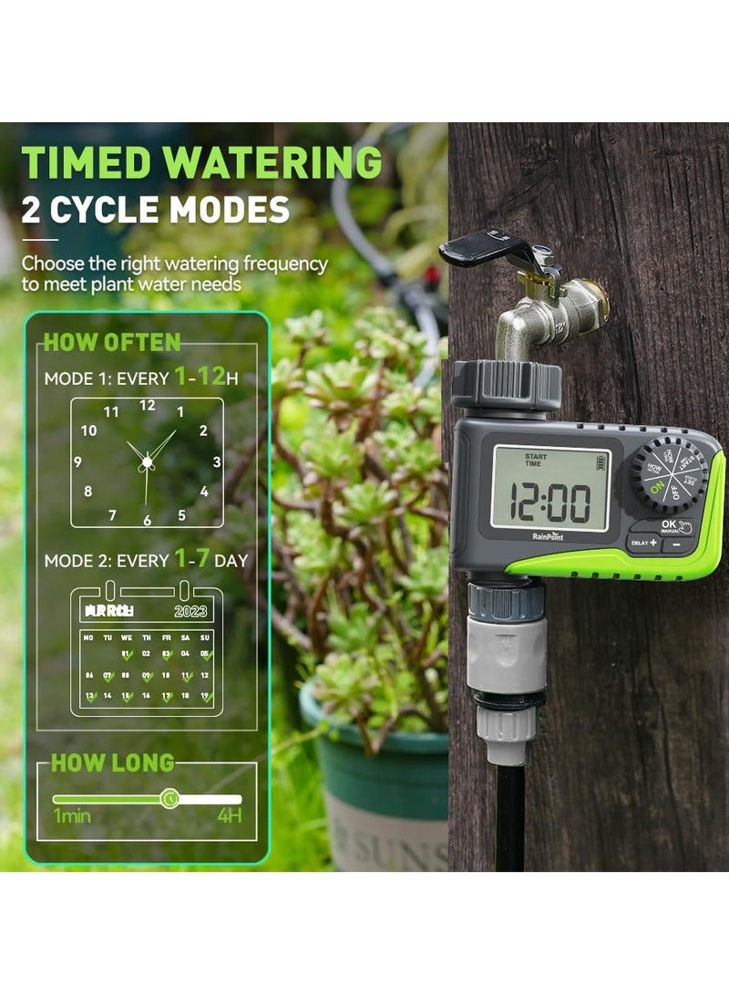 RAINPOINT Irrigation Timer – Automatic Watering Timer with Large LCD Screen, Programmable Garden Hose Timer with Rain Delay - Image 3